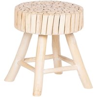 Nachttisch Heller Holzfarbton Teakholz 40 x 35 x 35 cm Landhausstil Naturell Rund Multifunktional Landhausstil Stabil Schlafzimmer - Heller von BELIANI