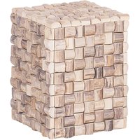Nachttisch Heller Holzfarbton Teakholz 43 x 32 x 32 cm Modern Mosaik Würfel Quadratisch Schlafzimmer von BELIANI