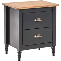 Nachttisch Schwarz u. Braun aus Kiefernholz mit 2 Schubladen Stauraum Modern Klassisch Traditionell Retro Nachtschrank für Schlafzimmer von BELIANI