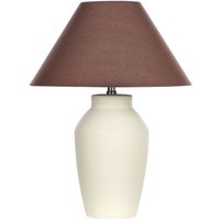 Tischlampe Beige Keramiksockel Leinenschirm 52 cm Textiltrommel Braun Nachttisch Wohnzimmer Schlafzimmer Beleuchtung Traditionell - Beige von BELIANI