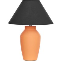 Tischlampe Orange Keramiksockel Leinenschirm 52 cm Textiltrommel Schwarz Nachttisch Wohnzimmer Schlafzimmer Beleuchtung Traditionell - Orange von BELIANI