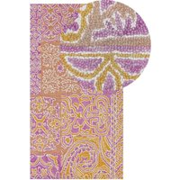 Läufer Mehrfarbig Wolle 80 x 150 cm Kurzflor Orientalischer Teppich Rechteckig Rustikal Retro für Wohnzimmer Schlafzimmer Esszimer Flur Diele - Rosa von BELIANI