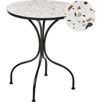Outdoor Bistrotisch ARTENA 60 cm 60 cm Terrazzo Optik Metall Schwarz von BELIANI