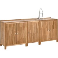 Outdoor-Küchenschrank Braun u. Silber Akazienholz 3er Set mit Spüle und Armatur Modern für Garten Draußen Outdoor-Küchenmöbel Gartenküche Outdoor-Küchenschrank Braun u. Silber Akazienholz 3er Set mit Spüle und Armatur Modern für Garten Draußen Outdoor-Küchenmöbel Gartenküche von BELIANI