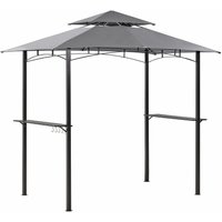 Beliani - berdachung aus Metallrahmen mit Haken und Regalen Gartenpavillon Grau Stoff Schwarz Stahl 240 x 148 cm - Schwarz von BELIANI