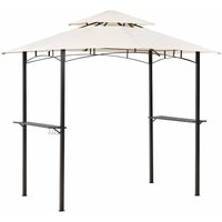 Berdachung aus Metallrahmen mit Haken und Regalen Gartenpavillon Beige Stoff Schwarz Stahl 240 x 148 cm - Beige von BELIANI