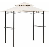 Beliani - berdachung aus Metallrahmen mit Haken und Regalen Gartenpavillon Beige Stoff Schwarz Stahl 240 x 148 cm - Beige von BELIANI