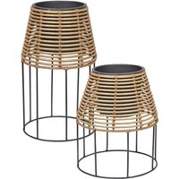 Pflanzenständer 2er Set Hellbraun Rattan mit Metallgestell Innentopf Rund Geflochten Verschiedene Größen 40 cm & 49 cm Hoch Outdoor & Indoor Pflanzenständer 2er Set Hellbraun Rattan mit Metallgestell Innentopf Rund Geflochten Verschiedene Größen 40 cm & 49 cm Hoch Outdoor & Indoor von BELIANI