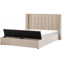 Polsterbett Beige 180 x 200 cm aus Samtstoff mit Stauraum Elegantes Doppelbett Modernes Design - Beige von BELIANI