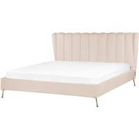 Polsterbett Beige aus Samt 180 x 200 cm mit USB-Anschluss Hohes Kopfteil Goldene Beine Elegant Modern Luxuriös Samtbett für Schlafzimmer Polsterbett Beige aus Samt 180 x 200 cm mit USB-Anschluss Hohes Kopfteil Goldene Beine Elegant Modern Luxuriös Samtbett für Schlafzimmer von BELIANI