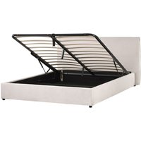 Polsterbett Cremeweiß Samtstoff 160 x 200 cm Bettkasten Stauraum Samtbett für Schlafzimmer von BELIANI