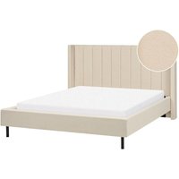Polsterbett Hellbeige Bouclé mit Lattenrost 160 x 200 cm Hohes Kopfteil Gesteppt Schwarze Metallfüße Modern Doppelbett Schlafzimmer Ausstattung Polsterbett Hellbeige Bouclé mit Lattenrost 160 x 200 cm Hohes Kopfteil Gesteppt Schwarze Metallfüße Modern Doppelbett Schlafzimmer Ausstattung von BELIANI