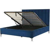 Polsterbett Marineblau Samtstoff Gesteppt mit Hohem Kopfteil Bettkasten Lattenrost 180x200 cm Hochklappbar für Schlafzimmer Doppelbett Ehebett Polsterbett Marineblau Samtstoff Gesteppt mit Hohem Kopfteil Bettkasten Lattenrost 180x200 cm Hochklappbar für Schlafzimmer Doppelbett Ehebett von BELIANI