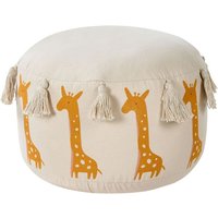 Pouf Beige u. Gelb aus Baumwolle 45 x 25 cm Rund Giraffen Motiv mit Quasten Abnehmbarer Bezug Sitzhocker Bodenkissen für Kinderzimmer Pouf Beige u. Gelb aus Baumwolle 45 x 25 cm Rund Giraffen Motiv mit Quasten Abnehmbarer Bezug Sitzhocker Bodenkissen für Kinderzimmer von BELIANI
