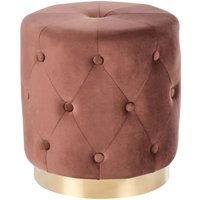 Pouf Braun Samt ⌀ 40 cm Rund Gesteppt Chesterfield Stil Luxuriös Sitzhocker Ottoman Samthocker Fußhocker für Wohnzimmer Schlafzimmer von BELIANI