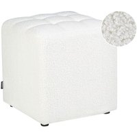 Pouf Hocker Weiß Bouclé-Stoffbezug Gesteppt Quadratisch 38 x 38 cm Modern Sitzhocker für Flur Wohnzimmer Garderobe Schlafzimmer Kinderzimmer von BELIANI