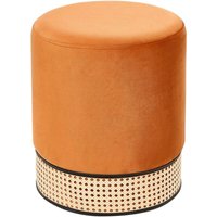 Pouf Orange Samt ⌀ 35 cm mit Wiener-Geflecht Rund Einfarbig Modern Glamourös Sitzhocker Ottoman Fußhocker Schemel für Wohnzimmer Schlafzimmer von BELIANI