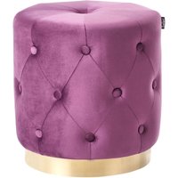 Pouf Purpur Samt ⌀ 40 cm Rund Gesteppt Chesterfield Stil Luxuriös Sitzhocker Ottoman Samthocker Fußhocker für Wohnzimmer Schlafzimmer von BELIANI