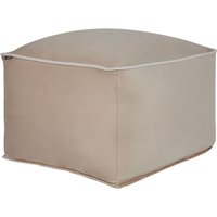 Pouf Sandbeige Samtstoff Quadratisch 50 x 50 x 30 cm mit Paspel Modern Wohnzimmer Schlafzimmer Ausstattung Sitzhocker Fußhocker Bodenkissen von BELIANI