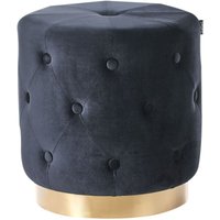 Pouf Schwarz Samt ⌀ 40 cm Rund Gesteppt Chesterfield Stil Luxuriös Sitzhocker Ottoman Samthocker Fußhocker für Wohnzimmer Schlafzimmer von BELIANI