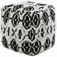 Pouf Schwarz/Weiß Wolle/Baumwolle Dekomuster 45 x 45 cm Quadrat Boho von BELIANI