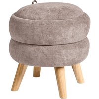 Beliani - Pouf Taupe Chenille-Stoff 40 x 41 cm mit Stauraum modernes Design von BELIANI