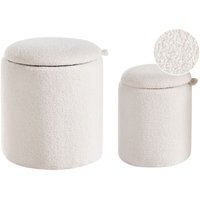 Pouf mit Stauraum 2er Set BEREA Bouclé Cremeweiß von BELIANI