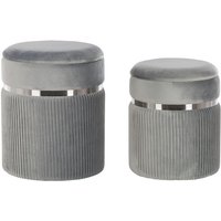 Pouf mit Stauraum 2er Set CAMDENTON Samtstoff Hellgrau Pouf mit Stauraum 2er Set CAMDENTON Samtstoff Hellgrau von BELIANI