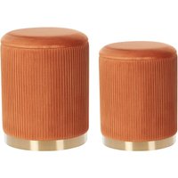 Pouf mit Stauraum 2er Set MIRAMAR Samtstoff Orange Pouf mit Stauraum 2er Set MIRAMAR Samtstoff Orange von BELIANI
