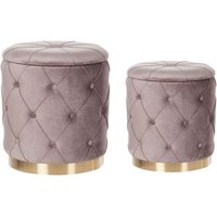 Pouf mit Stauraum 2er Set PUEBLO Samtstoff Taupe Pouf mit Stauraum 2er Set PUEBLO Samtstoff Taupe von BELIANI