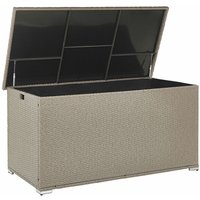 Auflagenbox Taupe Rattan 155 x 75 cm 770 l mit Deckel für Garten für Terrasse Aufbewahrung Kissenbox - Schwarz von BELIANI