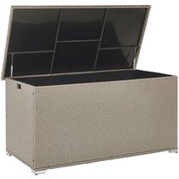 Auflagenbox Taupe Rattan 155 x 75 cm 770 l mit Deckel für Garten für Terrasse Aufbewahrung Kissenbox von BELIANI