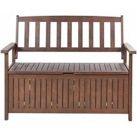 Gartenbank Dunkelbraun Akazienholz 120 cm mit Armlehnen Stauraum Modern Rustikal Garten Terrasse Wintergarten Ausstattung Sitzmöbel Outdoor - Dunkler von BELIANI