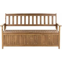 Beliani - Gartenbank Hellbraun Akazienholz 160 cm mit Armlehnen Stauraum Modern Rustikal Garten Terrasse Wintergarten Ausstattung Sitzmöbel Outdoor von BELIANI