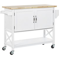 Servierwagen Weiß Gummibaumholz mdf mit geräumigem Schrank und Seitengriffen auf Rollen Landhausstil Elegant Multifunktional Wonzimmer von BELIANI