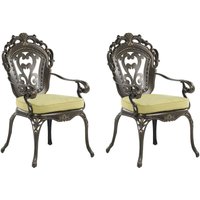 Set 2 Gartenstühle Dunkelbraun Aluminium Bistro Gartenmöbel Stühle 2er Set 2 Sitzkissen von BELIANI