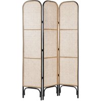 Raumteiler Rattan Natur / Schwarz 105 x 180 cm 3-teilig Trennwand Paravent Raumtrenner Modern Boho von BELIANI