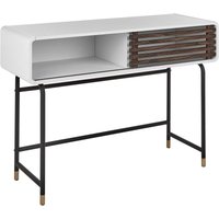 Konsolentisch Weiß / Dunkler Holzfarbton Faserplatte Pulverbeschichtetes Metall 40 x 104 x 80 cm Rustikal Retro Wohnzimmer - Dunkler Holzfarbton von BELIANI