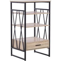 Regal Heller Holzfarbton Faserplatte und mdf Platte 101 x 56 x 51 cm Holzoptik Metallgestell 1 Schublade 3 Fächer Industrie Design Wohnzimmer von BELIANI