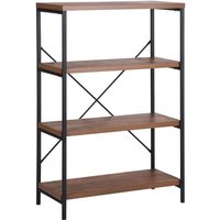 Regal Dunkler Holzfarbton mdf Platte Pulverbeschichteter Stahl 122 x 80 x 37 cm Industrieller Stil 3 Fächer Viel Stauraum Praktisch Wohnzimmer von BELIANI