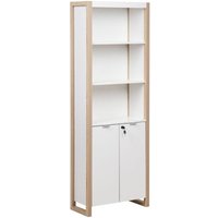 Beliani - Regal Weiß / Helles Holz mit 5 Fächern 2 Türen Bücherregal Aktenschrank Büroschrank für Homeoffice Büro Wohnzimmer - Weiß von BELIANI