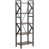 Regal Schwarz Dunkler Holzfarbton mdf Platte Pulverbeschichteter Stahl 150 x 47 x 30 cm Industiell 5 Fächer Viel Stauraum Praktisch Wohnzimmer von BELIANI