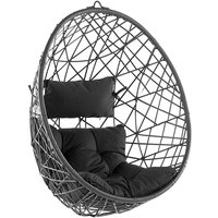 Hängesessel Schwarz Polyrattan Korbsessel inkl. Kissen Outdoor Indoor Boho Stil Salon Lounge Wohnzimmer Schlafzimmer Möbel - Grau von BELIANI