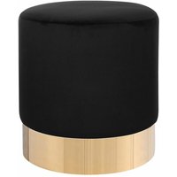 Pouf Schwarz Samtstoff rund 39 cm Sockel Fuß Gold Metall Barock Deko Ottomane Sitzpouf für Schminktisch, Wohn-, Schlaf- und Ankleidezimmer - Gold von BELIANI