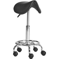 Sattelhocker Schwarz Kunstleder Gepolstert mit Rollen Drehbar Höhenverstellbar Ohne Lehne Modernes Design Büro Drehhocker mit Sattelsitz von BELIANI