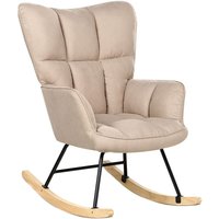 Schaukelsessel Sandbeige Stoff Gepolstert mit Armlehnen Schwarze Beine für Wohnzimmer Kinderzimmer Schlafzimmer Wohnbereich Modernes Design von BELIANI