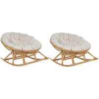 Schaukelstuhl 2er Set Natur / Beige aus Rattan mit Kissen Boho Stil Indoor Outdoor Schaukelstuhl 2er Set Natur / Beige aus Rattan mit Kissen Boho Stil Indoor Outdoor von BELIANI