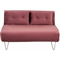 Beliani - Schlafsofa 2-Sitzer Rosa Samtstoff Zierkissen Metallbeine in Gold verstellbare Rückenlehne Minimalistisch Glamourös Wohnzimmer - Gold von BELIANI