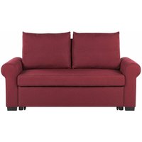 Beliani - 2-Sitzer Sofa Rot Stoffbezug Ausziehbar mit Schlaffunktion Rückenkissen Niedrige Armlehnen Retro-Stil Wohnzimmer Ausstattung Schlafsofa von BELIANI