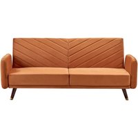 Schlafsofa 3-Sitzer SENJA Samtstoff Orange von BELIANI